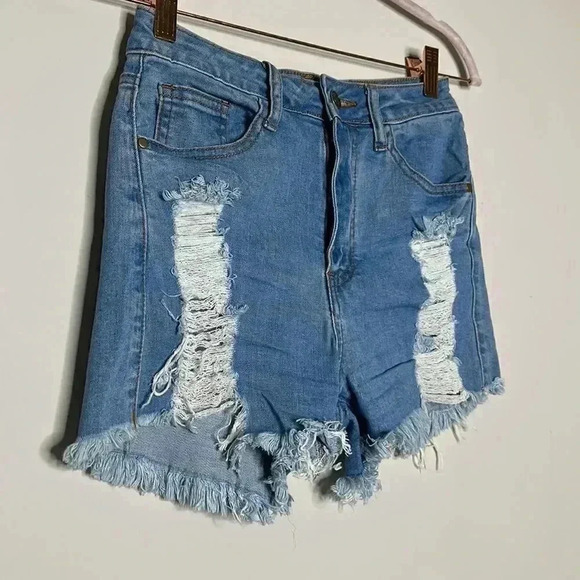 Fashion Nova Blue Ripped Shorts - Picture 6 of 10